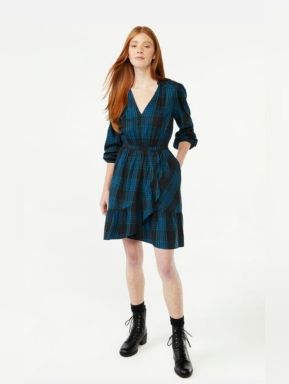 Free Assembly Women's Plaid Ruffle Dress - Picture 2 of 7